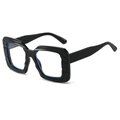 Chic black oversized square sunglasses with thick geometric frames and blue light lenses - Black Frame