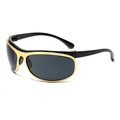 Occhiali da sole punk futuristici neri con bordo dorato e lenti grigio scuro - Montatura Nero Oro Lenti Nero Grigio