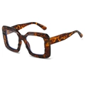 Chic tortoiseshell square sunglasses with a chunky frame and 3D geometric texture - Leopard Frame