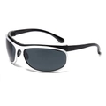 Occhiali da sole punk futuristici argento e nero con montatura sportiva ovale - Montatura Nero Argento Lenti Nero Grigio