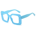 Chic translucent blue square sunglasses with oversized frame and textured relief finish - Blue Frame