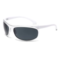 Occhiali da sole sportivi bianchi punk ovali con lenti grigio scuro stile street - Montatura Bianco Argento Lenti Nero Grigio