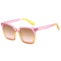 Retro square sunglasses with pink-orange gradient frames and tinted brown lenses - Pink Orange Frame Brown Pink Lens