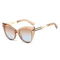 Chic cat eye sunglasses with brown transparent frames and gradient blue lenses - Tea Frame Tea Blue Lens