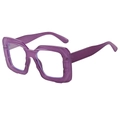 Fashionable thick frame purple square sunglasses with unique irregular geometric texture - Purple Frame