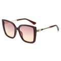 Lunettes de soleil carrées bordeaux avec verres dégradés du rose au jaune - Monture Thé Foncé Verre Thé Rose