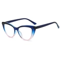 Occhiali cat-eye moderni con montatura sfumata blu e rosa dal design minimalista - Montatura Blu Rosa