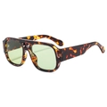 Classic retro double-bridge sunglasses with tortoiseshell frames and light green lenses - Tortoise Frame Green Lens