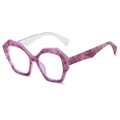 Polygonal sunglasses with purple marble patterns and octagonal frames for street style - Purple Marble Frame (Transparent Lens)