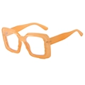 Fashionable square orange sunglasses with thick translucent frames in a minimalist style - Orange Frame Pink Temple