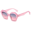 Pink oversized geometric sunglasses with blue-pink gradient lenses for women - Pink Frame Gray Pink Lens