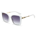 Chic white square oversized sunglasses with gradient purple lenses and gold star metal details - White Frame Gradient Grey Lens