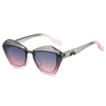 Oversized geometric cat-eye sunglasses with gradient frames and textured top bar details - Gray Pink Frame Gray Pink Lens
