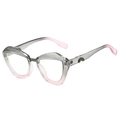 Fashionable cat eye sunglasses with grey pink gradient frames and textured temples - Gray and Pink Frame