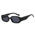 Klassische schwarze rechteckige Sonnenbrille mit dunkelgrauen Gläsern und Polygonrahmen - Schwarzer Rahmen Schwarz Graue Gläser