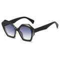 Occhiali da sole neri geometrici con lenti viola sfumate da donna di tendenza - Montatura Nera Lente Grigia Sfumata