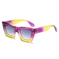 Square contrast sunglasses with purple yellow frame and grey gradient lenses - Purple Yellow Gradient Frame Grey Lens