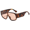 Lunettes de soleil aviateur oversize à monture écaille avec verres visière roses - Monture Demi Verres Oranges
