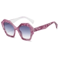 Edgy hexagonal sunglasses with purple marble frame and violet gradient lenses - Purple Gradient Frame Gray