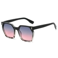 Classic square sunglasses with black frame and purple-to-pink gradient lenses - Black Leopard Frame Gray Pink Lens
