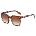Vintage oversized square sunglasses with brown gradient lenses and tortoiseshell frame - Tea Leopard Frame Gradient Tea Lens