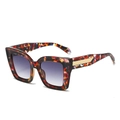 Klassieke oversized vierkante zonnebril met kleurrijke luipaardprint en verloopglazen - Rood Bloemen Frame Gradiënt Grijze Lens