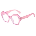 Polygonal pink translucent fashion sunglasses with lightweight geometric frames - Pink Frame (Transparent Lens)
