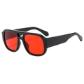 Classic double-bridge oversized pilot sunglasses with thick black frames and red lenses - Black Frame Red Lens