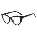 Elegante montatura per occhiali cat-eye nera con lenti anti-luce blu e design retrò - Nero Opaco