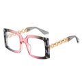 Vintage oversized square sunglasses with tortoiseshell frames and gold chain temples - Pink Leopard Frame