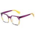Vintage square sunglasses with purple and yellow gradient frames for a trendy retro look - Purple Yellow Frame