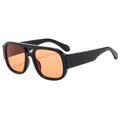 Classic double bridge pilot sunglasses with black frame and orange tinted lenses - Black Frame Orange Lens