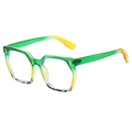 Retro square sunglasses with green to yellow gradient frame and tortoiseshell pattern - Green Yellow Frame