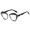 Chic black snake texture and transparent frame sunglasses with gold metal accents - Black Leopard