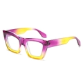 Modern square eyewear frame in purple and yellow gradient finish for a trendy look - Purple Yellow Frame