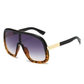Oversized one-piece sunglasses featuring leopard print frame and purple gradient lenses - Tortoise Frame Gradient Grey Lens