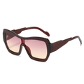Occhiali da sole bordeaux oversize con lenti sfumate rosa giallo e aste ondulate - Montatura Rosso Giuggiola Lenti Tè Viola