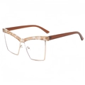 Occhiali da vista fashion cat-eye semicerchiati con effetto marmo e bordo dorato - Montatura Marmo Riso
