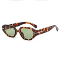 Gafas de sol de moda con montura de carey irregular y lentes verde oscuro para estilo retro - Montura de Leopardo Lentes Verdes