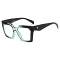 Classic square oversized sunglasses with unique black and green gradient frames and gold accents - Black Green Frame