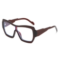 Lunettes de soleil oversize monobloc avec monture bordeaux et verres anti-lumière bleue - Monture Thé Foncé Verres Blancs
