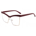 Occhiali semicerchiati cat-eye alla moda con montatura bordeaux e dettagli dorati - Montatura rosso vino
