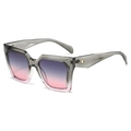 Classic square oversized sunglasses with grey frames and pink gradient lenses - Grey Pink Frame / Purple Pink Lenses