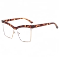 Chic cat-eye browline glasses with tortoiseshell upper frame and gold metal accents - Tortoise Shell Frame