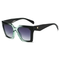 Fashion oversized square sunglasses with black and green frame and gradient lenses - Black Green Frame Gradient Grey Lens