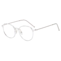 Stylish oversized round transparent glasses frame with slim gold metal temples and nose pads - Transparent Frame