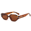 Retro irregular tortoiseshell sunglasses with brown lenses and silver metal hinges - Leopard Frame / Tea Lens
