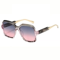 Lunettes de soleil oversize tendance avec verres dégradés et monture polygonale pour femme - Monture Léopard Gris Verre Rose Gris