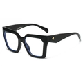 Classic black square frame sunglasses with blue light blocking lenses and gold accents - Black Frame