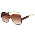 Lunettes de soleil rétro oversize écaille de tortue avec verres dégradés et branches dorées - Monture Léopard Thé Verres Thé